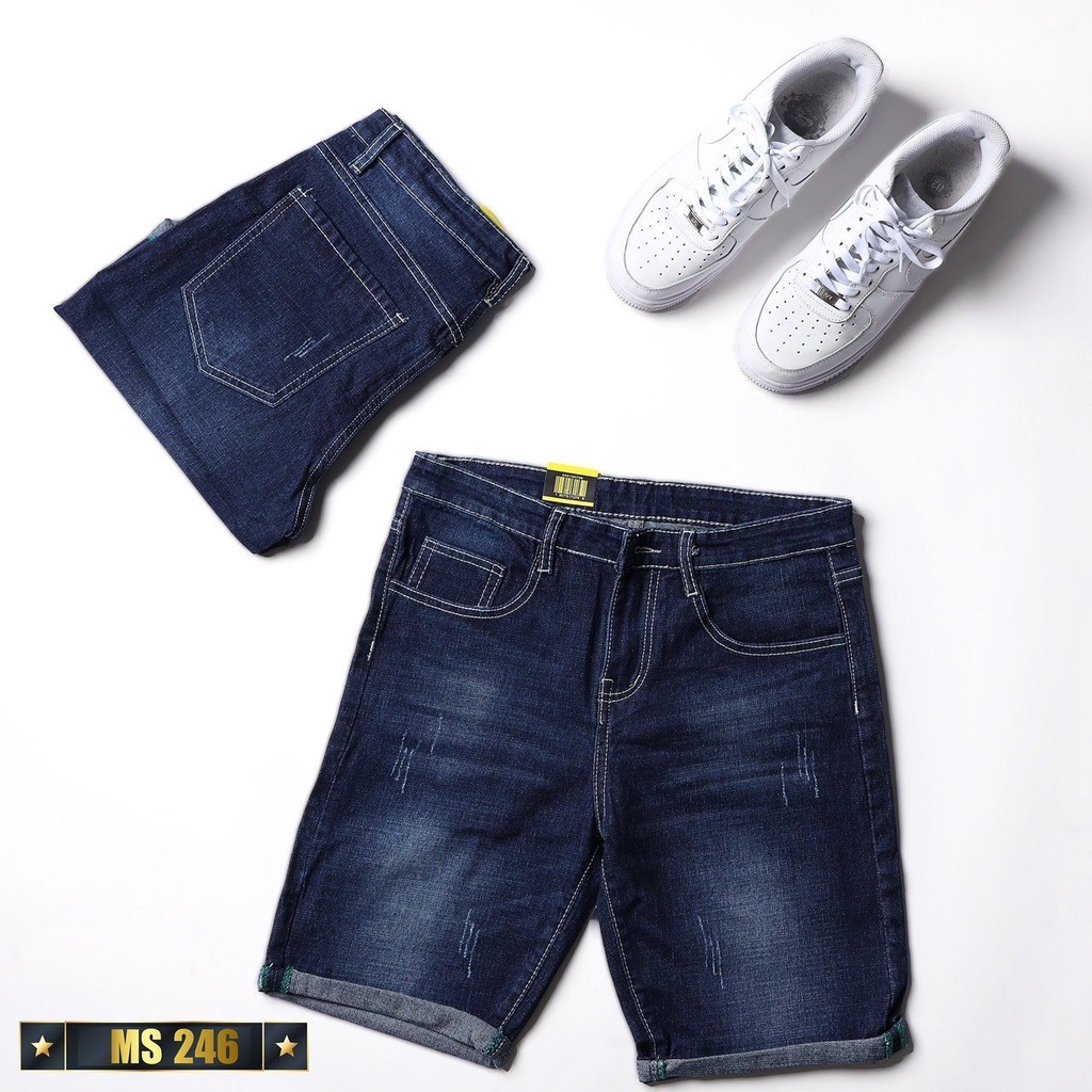 Quần Short Jean Nam Màu Xanh Đẹp Chất Bò Co Giãn Cao Cấp, Quần Ngố rách Mẫu Mới Phong Cách Hàn Quốc beautifulgilr w0246