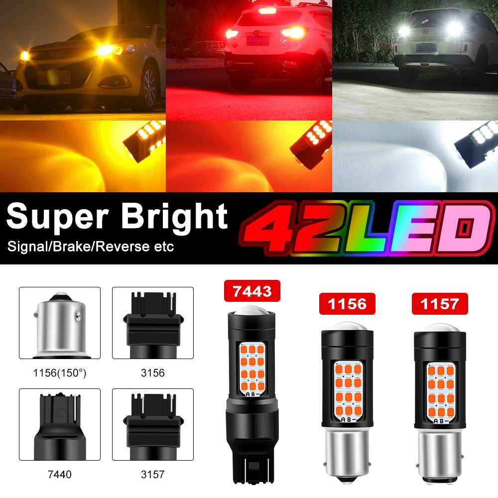 Đèn Phanh 42 Bóng Led 1156 BA15S BAU15S 1157 BAY15D 3156 7440 7443 2835 12-30V Dành Cho Xe Hơi