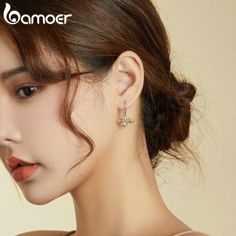 Khuyên Tai Bạc 925 Bamoer BSE452 Hình Con Ong Cho Nữ