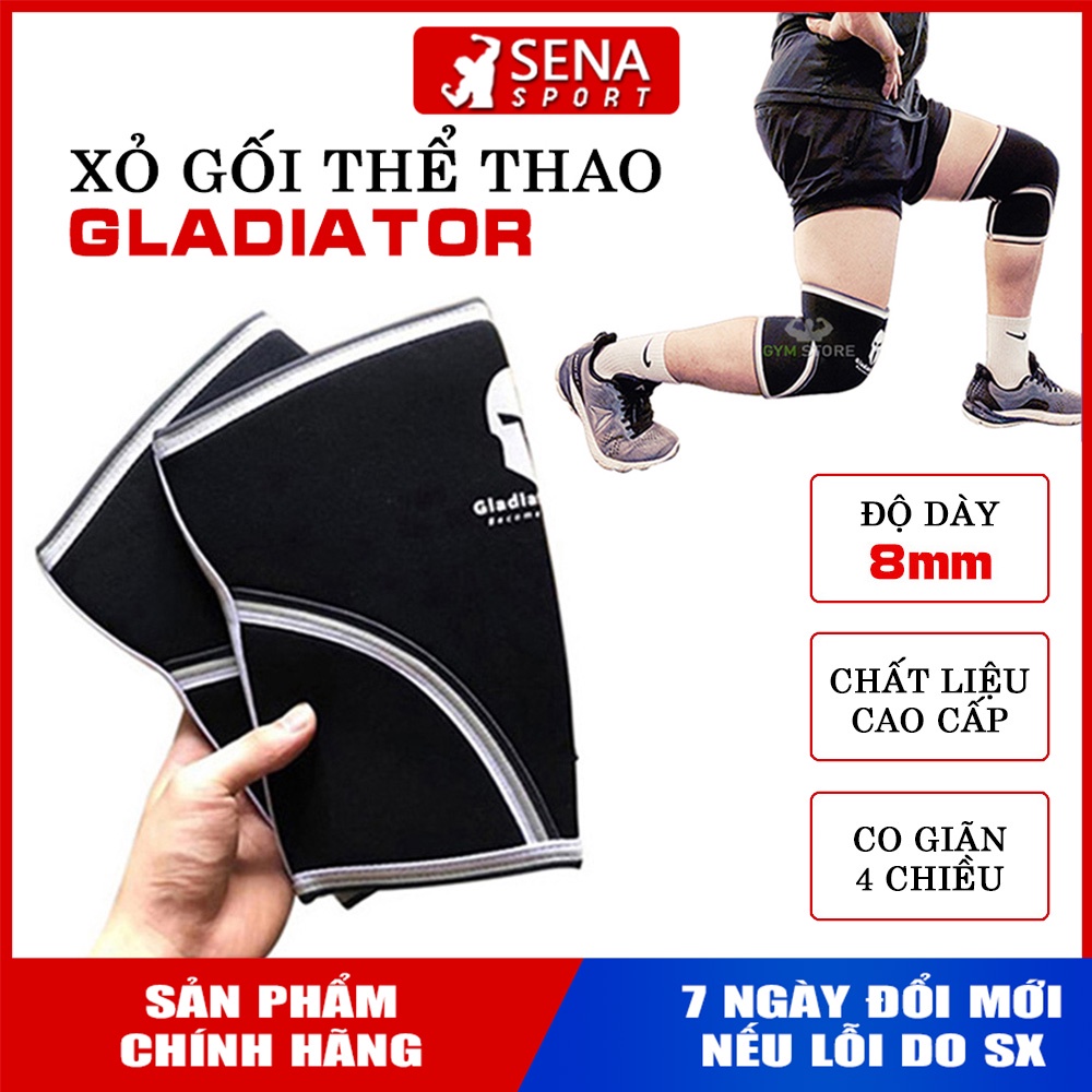 XỎ GỐI TẬP GYM CAO CẤP HỖ TRỢ SQUAT - BÓ GỐI THỂ THAO GLADIATOR SPARTAN dày 8mm đàn hồi cực tốt