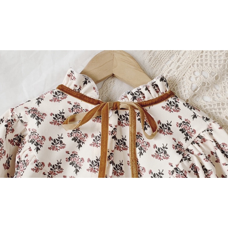 Váy hoa babydoll vintage mùa thu cho bé