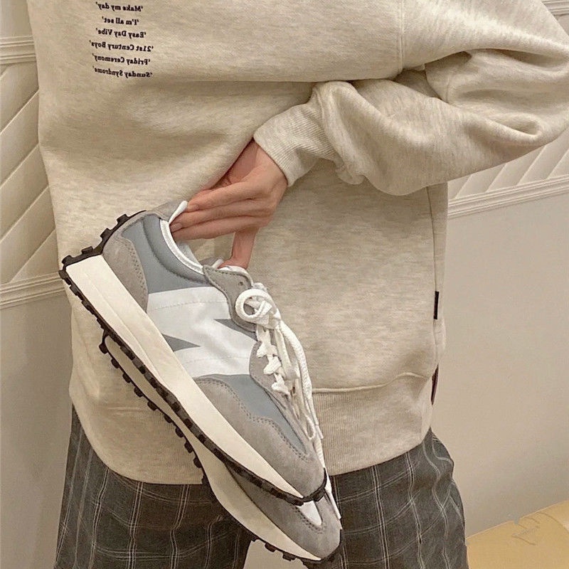 New Balance cha giày chạy bộ cổ điển giày thể thao bình thường nam và nữ màu xám