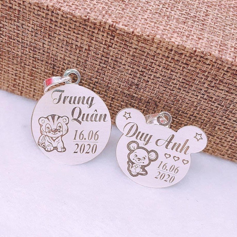 Mặt bạc khắc tên♦️Mặt khắc dầy dặn khắc thông tin 2 mặt