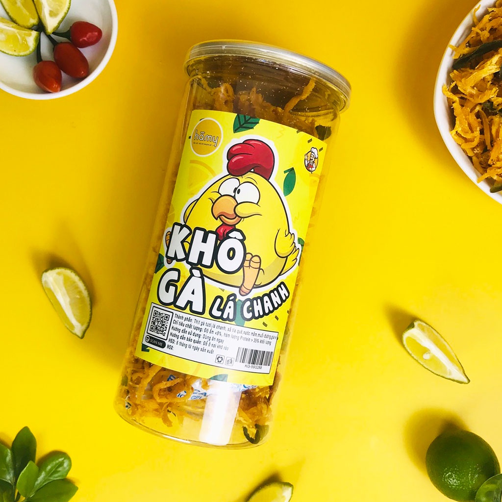 Khô gà lá chanh Hà My hũ 300g , đồ ăn vặt Hà Nội ngon mê ly