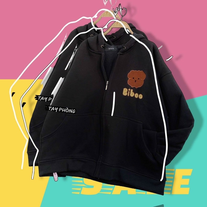 Áo khoác nỉ bomber unisex form rộng khoá kéo có nón dành cho nữ M18- AN STORE
