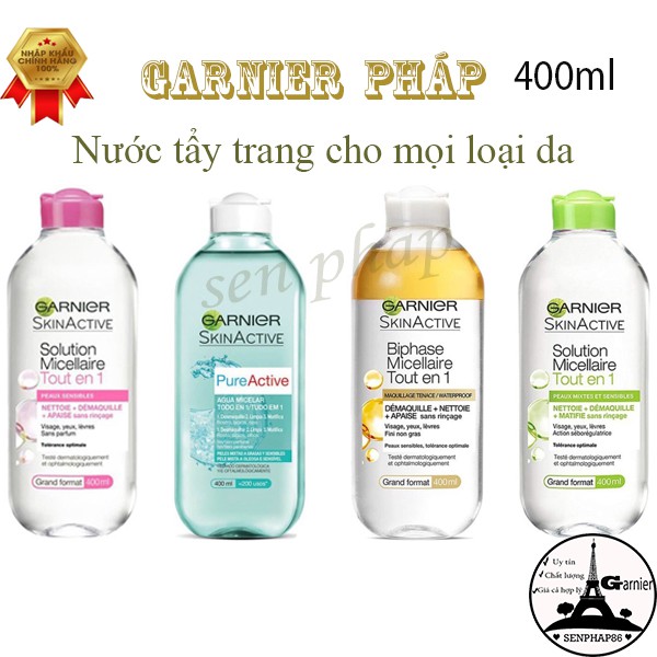 Nước tẩy trang Garnier ❤️Free Ship❤️hồng, vàng, xanh cho mọi loại da.