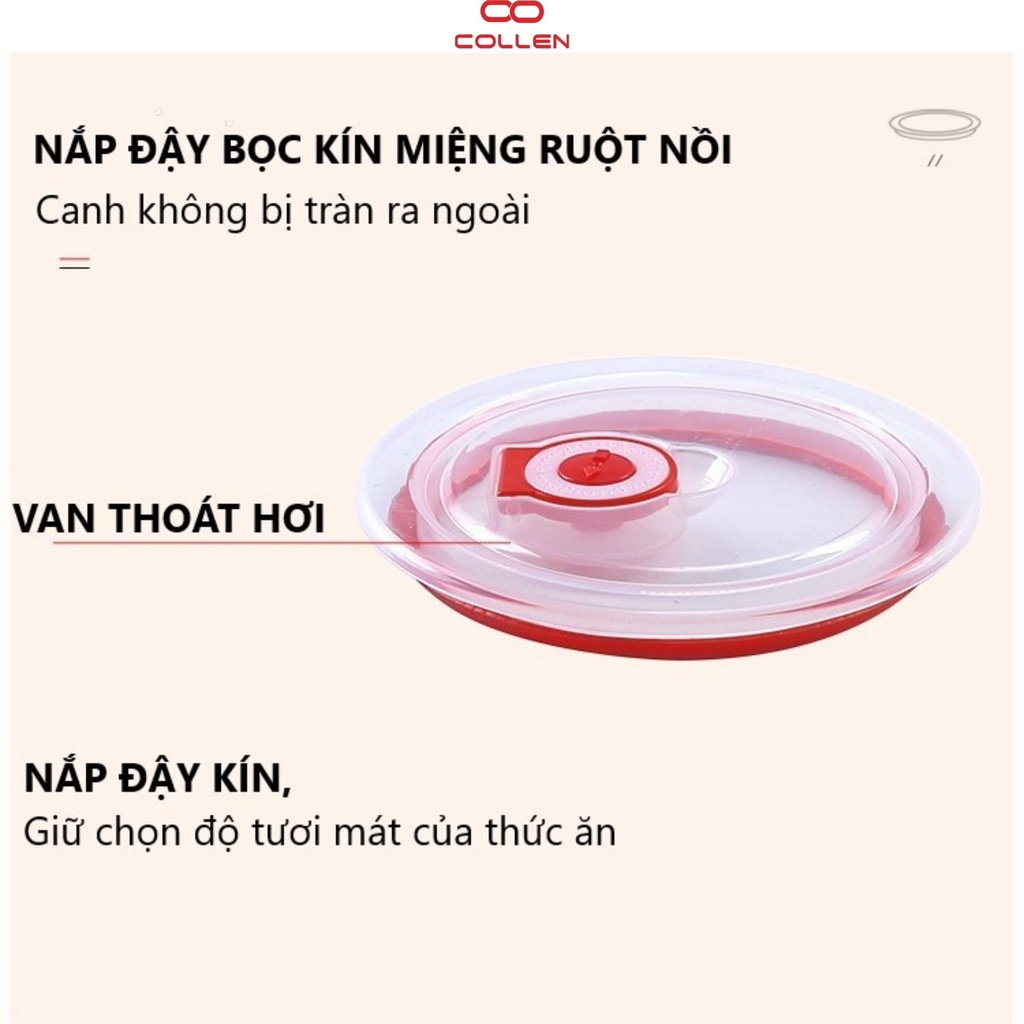 hộp cơm cắm điện văn phòng 2 tầng 4 ruột nồi inox có thể nấu ăn, giữ nhiệt, hâm nóng, hộp cơm 6in1 COLLEN LIFE