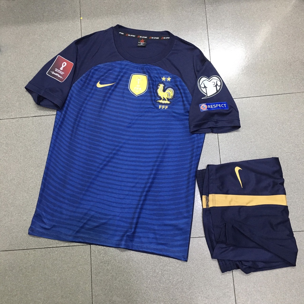 Bộ quần áo bóng đá tuyển Pháp xanh sân nhà WC2022-FLG