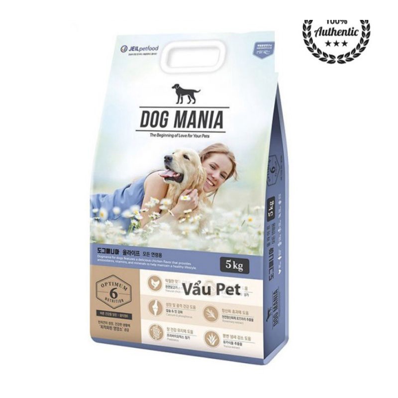 THỨC ĂN HẠT CHO CHÓ DOG MANIA 5kg(HÀN QUỐC) ( thức ăn khô,thức ăn hạt, cám chó)