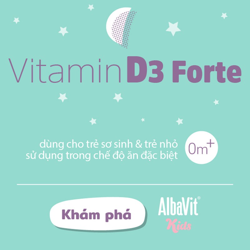 Albavit Kids Vitamin D3 Forte Lọ 10ml Dùng Cho Trẻ Từ Sơ Sinh - Thúc Đẩy Quá Trình Phát Triển Của Bé