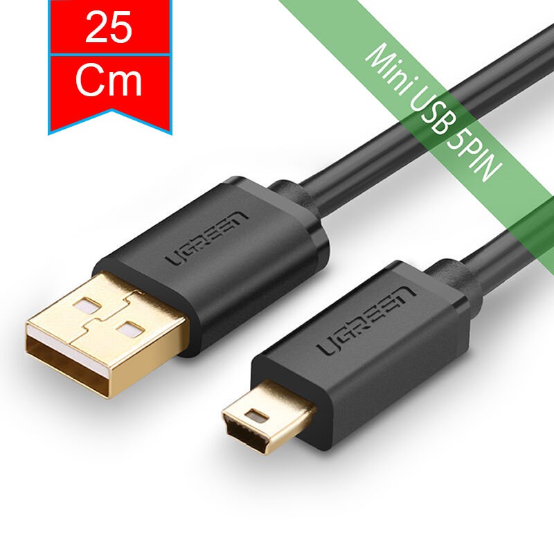 Cáp Mini USB đầu hình thang ra USB, chuyển dữ liệu từ HDD box, Máy ảnh, Máy nghe nhạc vào Laptop/PC 25Cm UGREEN 10353