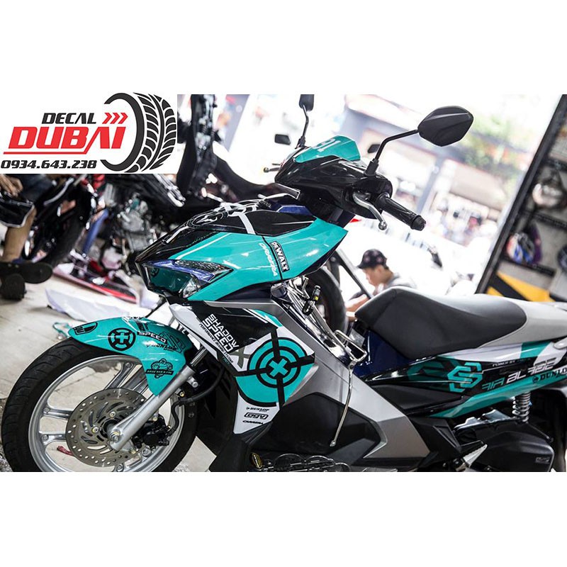 Tem Trùm Xe Airblade Đen Xanh Lục Bảo