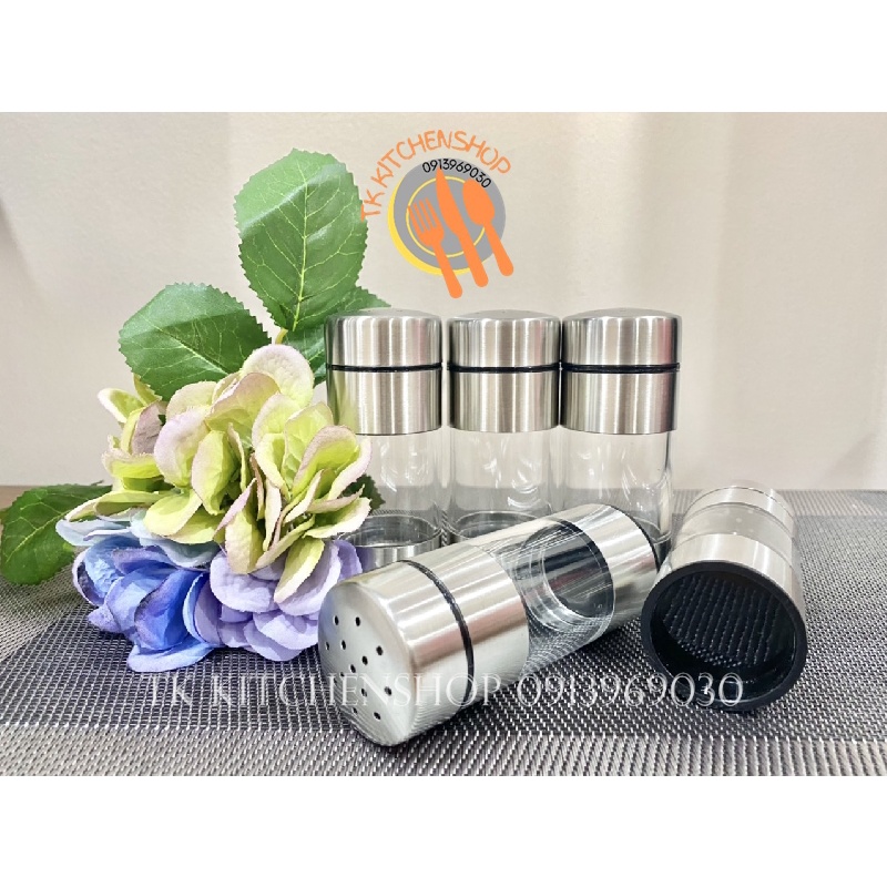 Lọ đựng tăm, tiêu, muối phong cách khách sạn 5 sao cao cấp kích thước ĐK4x10CM chất liệu inox 304 và nhựa PC cao cấp