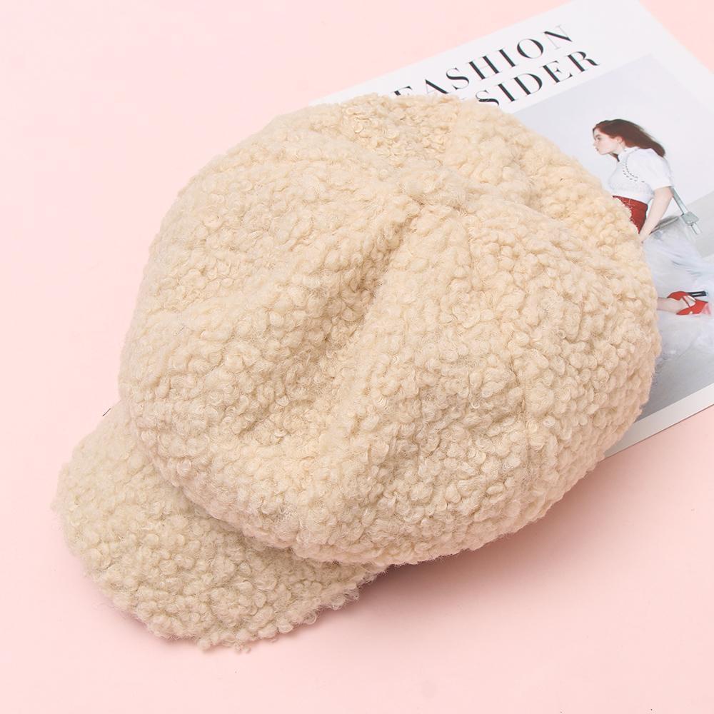 Nón Beret Lông Cừu Màu Trơn Co Giãn Thời Trang