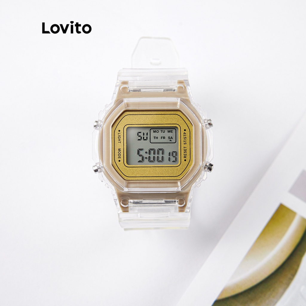 Đồng Hồ Điện Tử Lovito Dây đeo trong suốt trơn Đèn LED đa chức năng Bình thường LL4023 (Hồng/Tím/Trắng/Vàng)