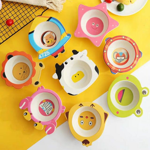 Bát Ăn Dặm Lúa Mạch hình thú cho bé. Gồm voi, thỏ, cua, bò sữa, ngôi sao, gà, ếch, sư tử, hổ, heo, khủng long - 2X MART
