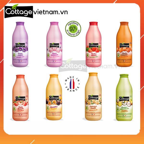 SỮA TẮM DƯỠNG DA / COTTAGE / Sữa Tắm Dưỡng Trắng Da Cottage 750ml Của Pháp