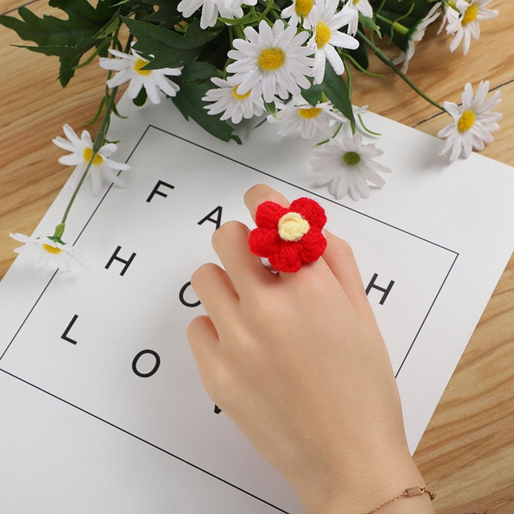 Nhẫn đan len hình hoa/thỏ/ếch dễ thương phong cách Hàn Quốc thời trang cho nữ