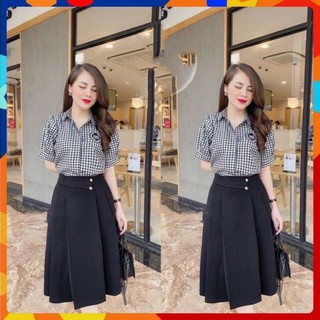 Chân Váy Dài Qua Gối_phối 2 Cúc