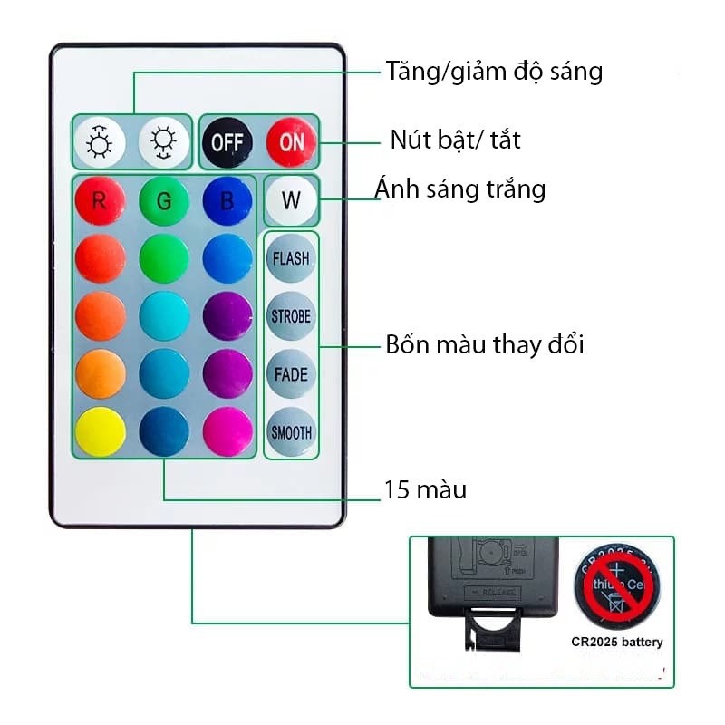 Đèn Led Dây Trang Trí 5m Đổi Màu Có Remote Điều Khiển