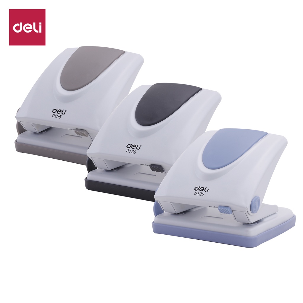 [LIFEMC02BPABAU -10% đơn 250K] Máy đục lỗ 20 tờ Deli Cao cấp - Màu Xám/Đen/Xanh Dương - 1 cái E0125