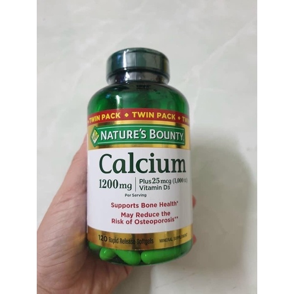 VIÊN BỔ SUNG CANXI VÀ VITAMIN D NATURE’S BOUNTY-CALCIUM 1200 MG PLUS 1000 IU- VITAMIN D3- (120 VIÊN)
