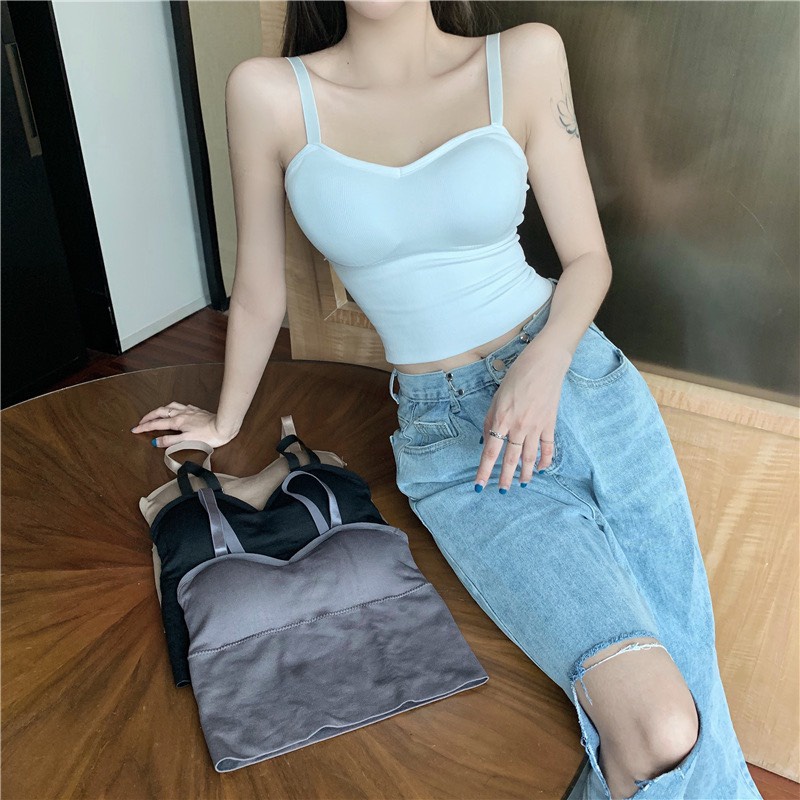 Áo bra 2 dây cao cấp vân tiêu dáng dài có mút nâng ngực dây bản to 828 | BigBuy360 - bigbuy360.vn