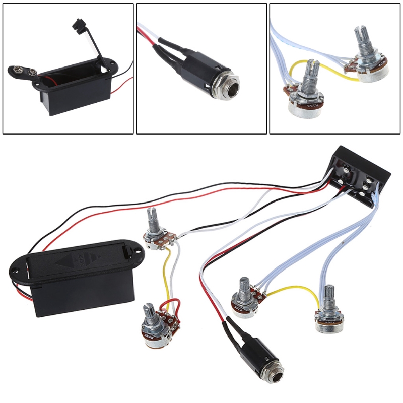 yoodada 2 Band Active Bass Guitar EQ Equalizer Preamp Circuit Pickup Black Guitar Gone Control