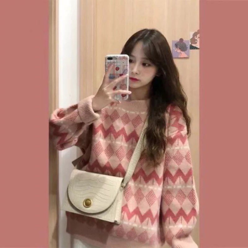 Áo len nữ quảng châu họa tiết