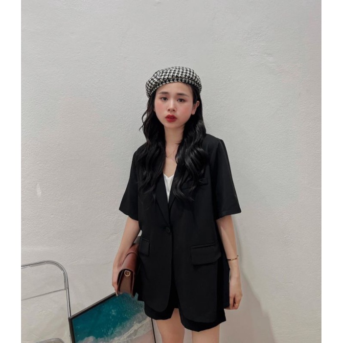 Set đồ nữ áo khoác vest 3 chi tiết kèm quần short + áo 2 dây mặc trong bảng màu vintage - Ảnh thật Yena Closet | BigBuy360 - bigbuy360.vn