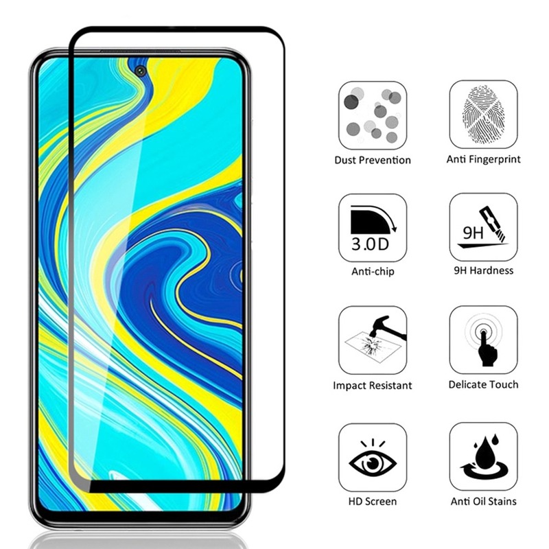 Tempered Glass Full Coverage Glass Film For Xiaomi Redmi Note 10 9 9s Pro 8 7 K20 K30 Pro 7A 9A 9C Poco X3 Pro NFC Screen Protector and Camera Lens Glass Protector