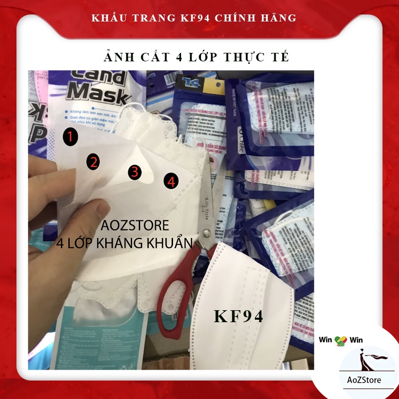 Khẩu trang KF94 3D tiêu chuẩn hàn quốc 4 lớp chính hãng kháng khuẩn gói 5 cái