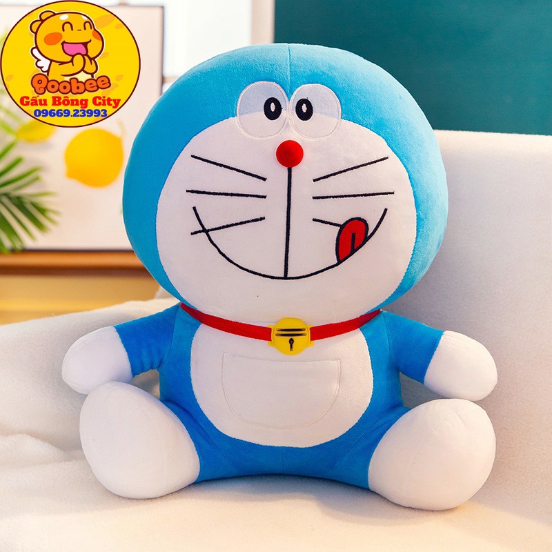 Gấu Bông Gối Ôm Doraemon Đô rê mon Đội Mũ Cao Cấp