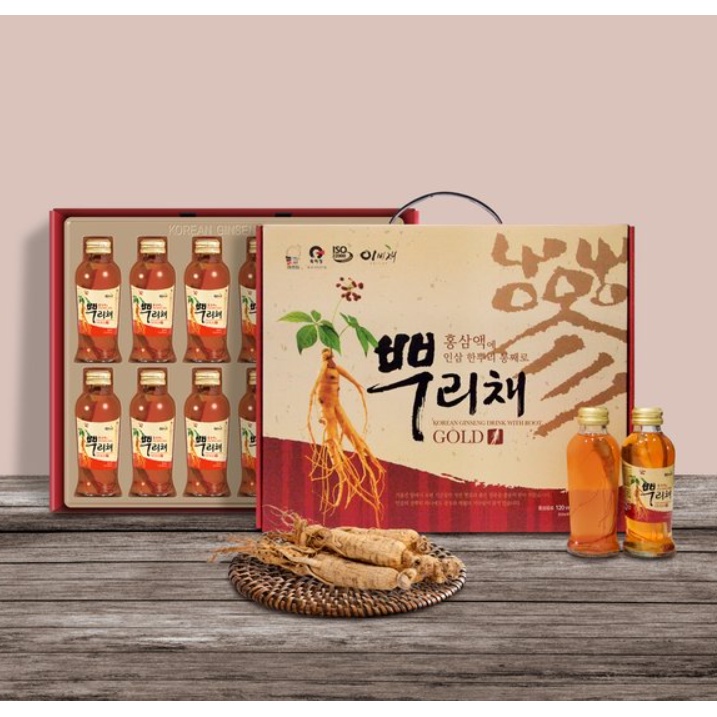 NƯỚC HỒNG SÂM VỚI CỦ NHÂN XÂM 120ML - 홍삼액에 인삼이 뿌리채 120ML