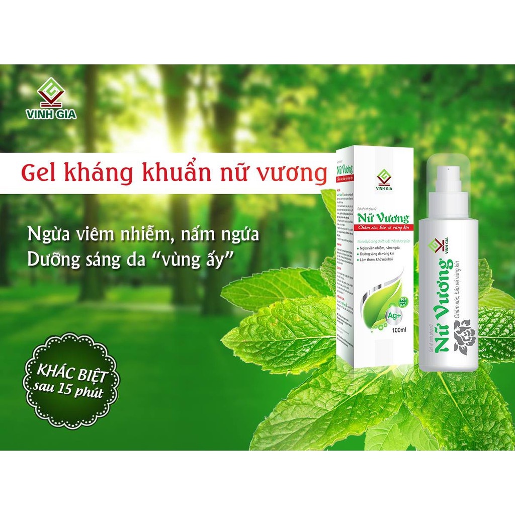 Nữ Vương Gel -  Hỗ trợ cải thiện viêm âm đạo, viêm lộ tuyến cổ tử cung - Chai 100ml - Vinh Gia