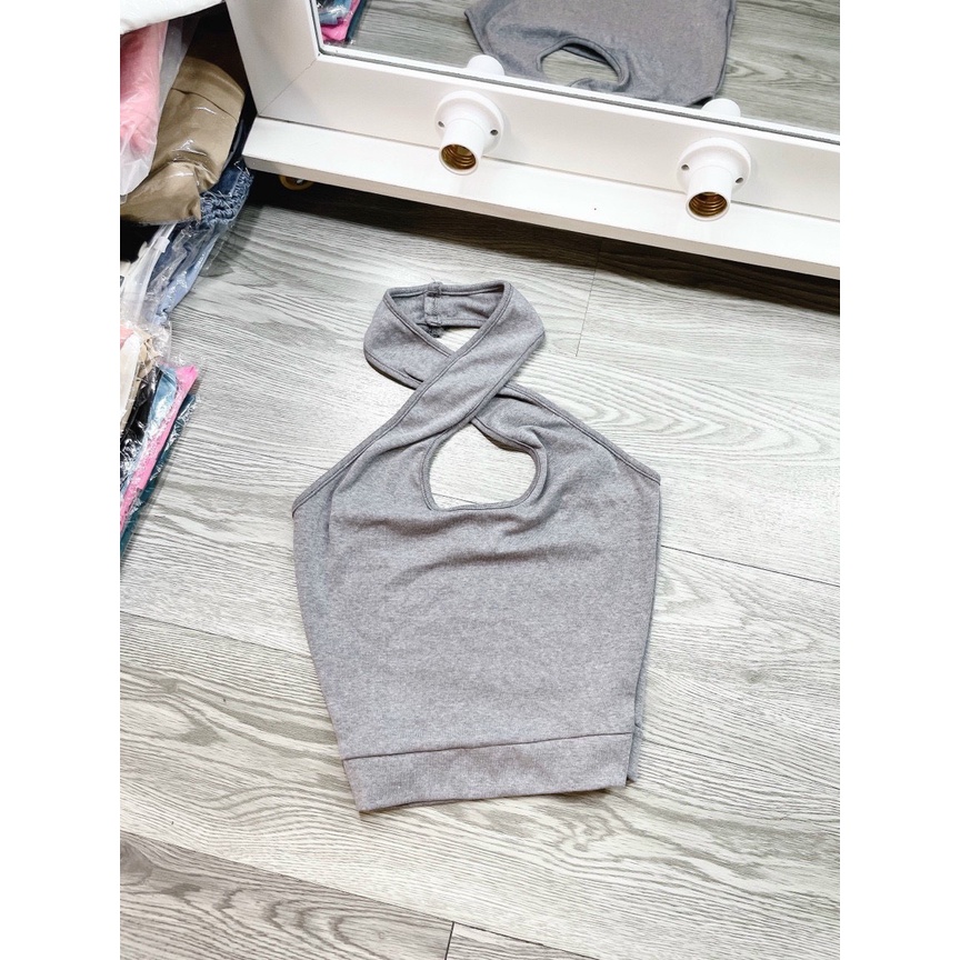 áo yếm xoắn chéo cổ giọt nước sexy cài 2 nút sau u