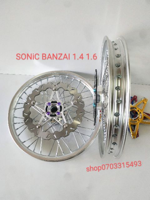 BÁNH CĂM SONiC WiNER 2 Đĩa Niền BANZAI Thái 1.4 1.6   Đùm Ma crôm Căm Tròn Mạ Crôm Kèm Pat, Đĩa kiểu, ốc G5