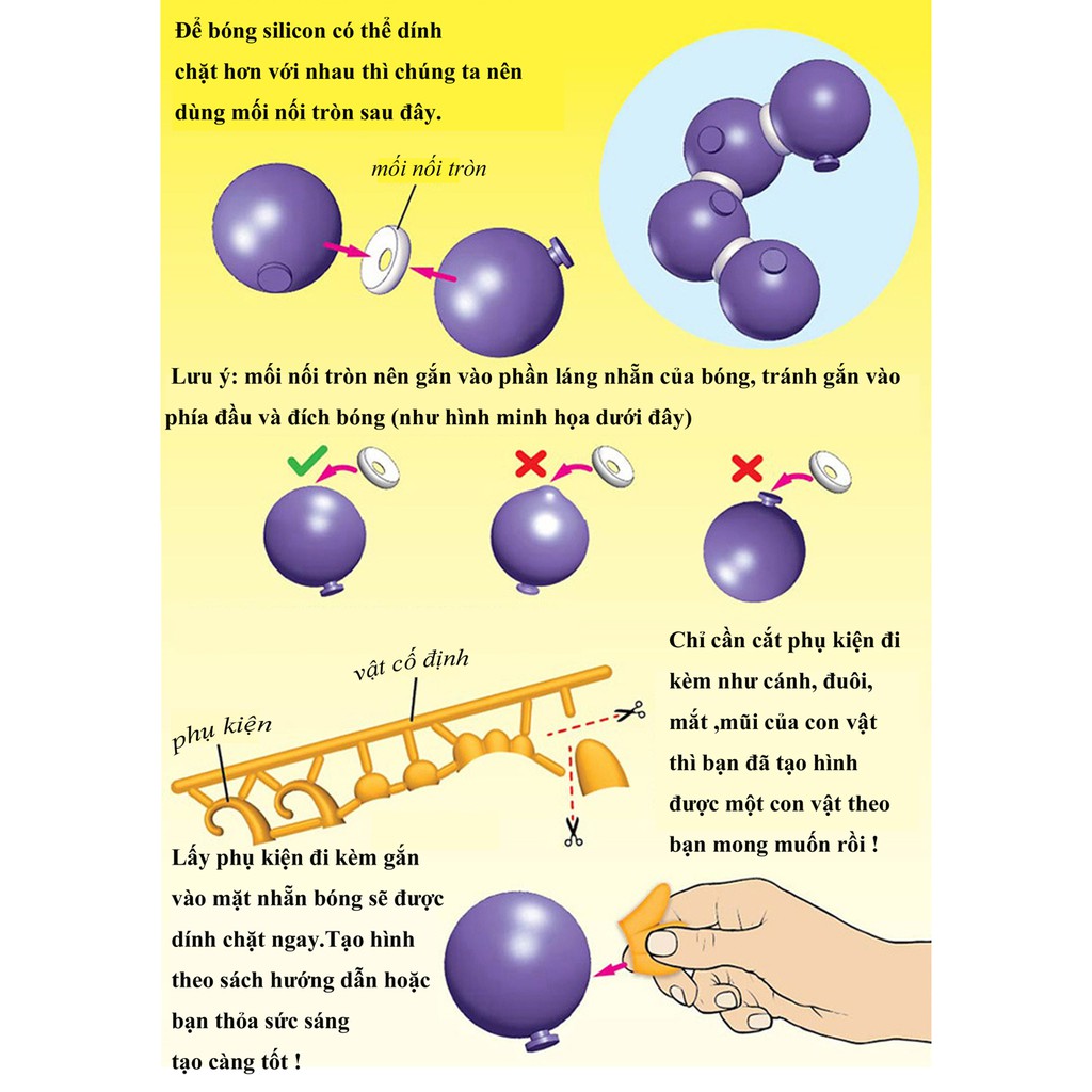 Bộ 60 Bong Bóng Silicon Dành Cho Máy Tạo Bong Bóng DIY Oonies