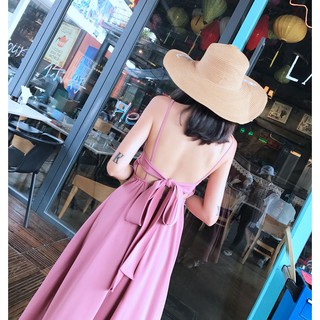 Váy maxi 2 dây thắt nơ lưng