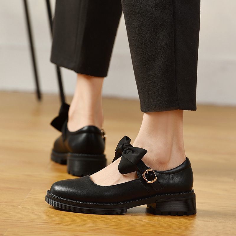 Giày mary jane gót dày mũi tròn phong cách retro nhật bản thời trang xuân thu 2021 cho nữ