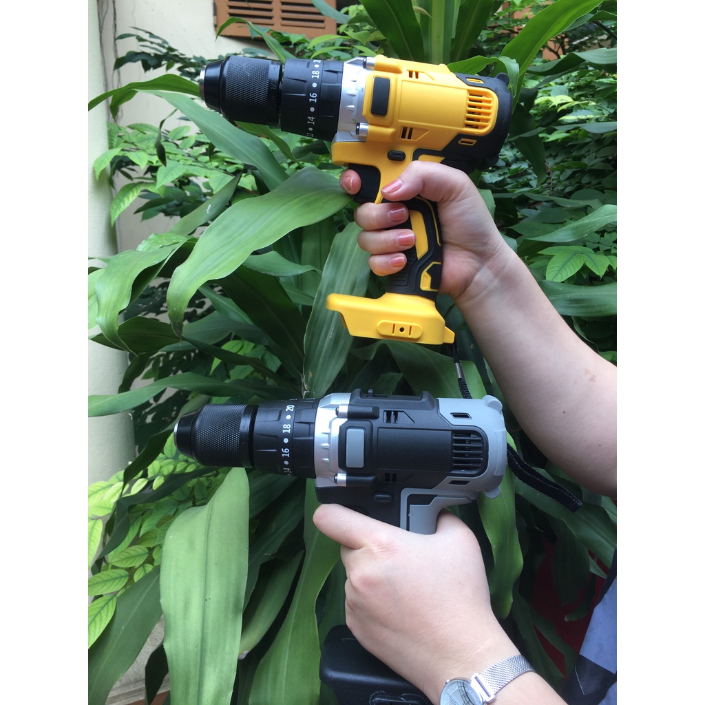 Thân máy khoan pin có búa 13mm, 3 chế độ, Chân pin phổ thông, bảo hành 1 năm