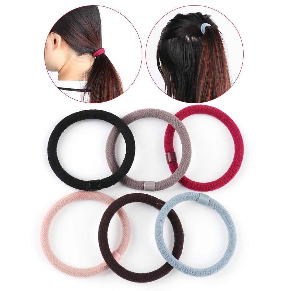 Bộ 5 dây buộc tóc co dãn màu trơn xinh xắn cho nữ