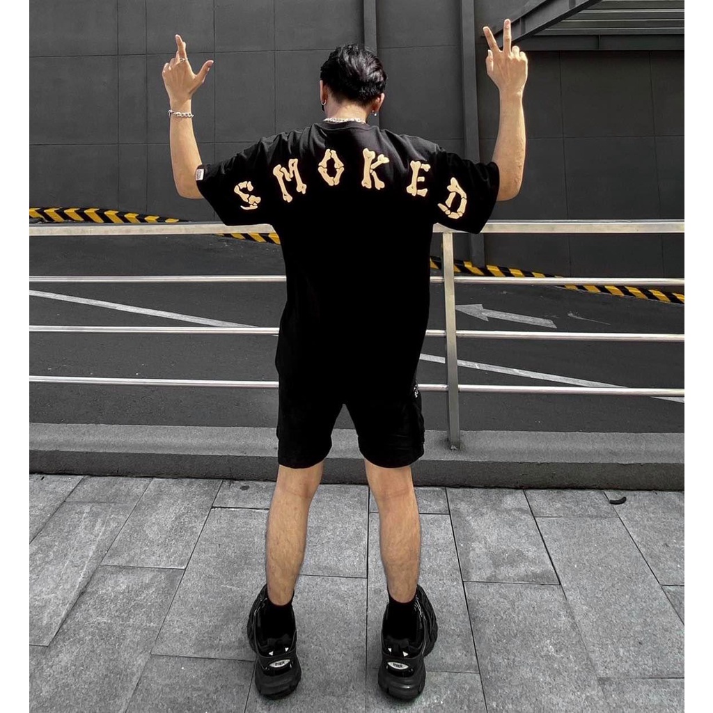 Áo Thun SMOKED Form Rộng Tay Lỡ Chất Liệu Cotton, Áo Phông Unisex Nam Nữ