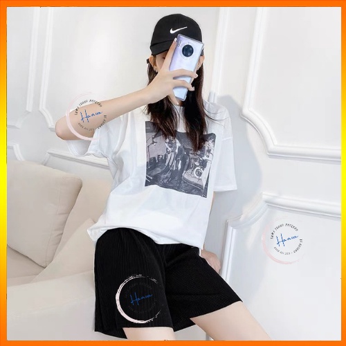 Quần Short Ngố Nữ Ống Rộng Dáng Suông Chất Thun Tăm Mềm Mát Cạp Chun Co Giãn Hanva