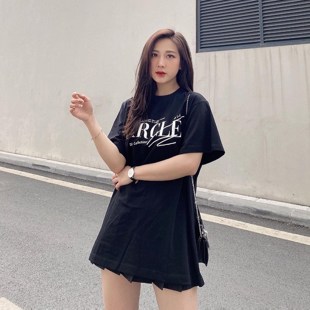 Áo thun nữ BLACKDOKI-CIRCLE , áo phông basic form rộng tay lỡ cá tính chất cotton dày dặn M183 | BigBuy360 - bigbuy360.vn