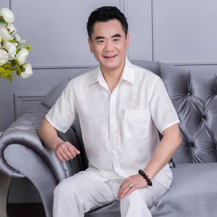 Áo sơ mi trung niên ngắn tay nam mỏng phù hợp với bố mùa hèBộ đồ cotton và lanh cho nam trung niên- người già cao tuổi g