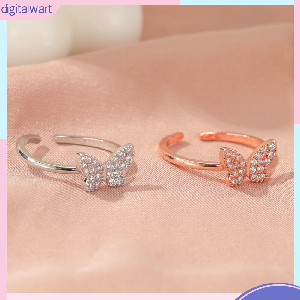 Nhẫn Hợp Kim Hở Hình Bướm Đính Đá Thời Trang Cho Nữ