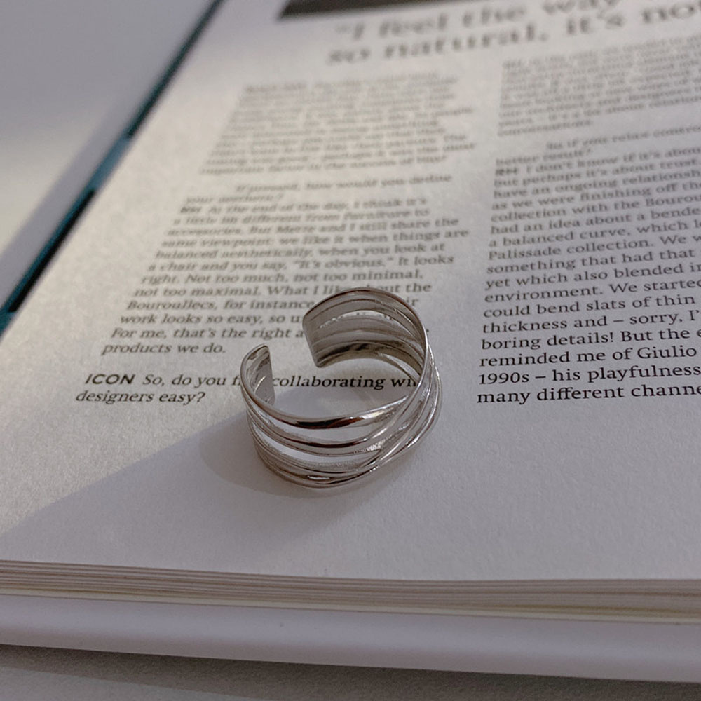 Nhẫn bạc họa tiết đan chéo nhiều vòng thời trang