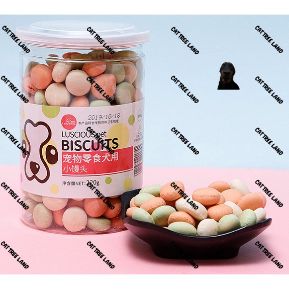 BÁNH QUY LUSCIOUS (LUSCIUS) GIÀU ĐẠM BỔ SUNG CANXI CHO CHÓ MÈO 220G - SNACK THƯỞNG ĂN VẶT CHÓ MÈO, THỨC ĂN CHÓ