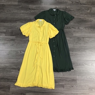 BEUCLOSET - Đầm cổ sen tay phồng có dây thắt eo